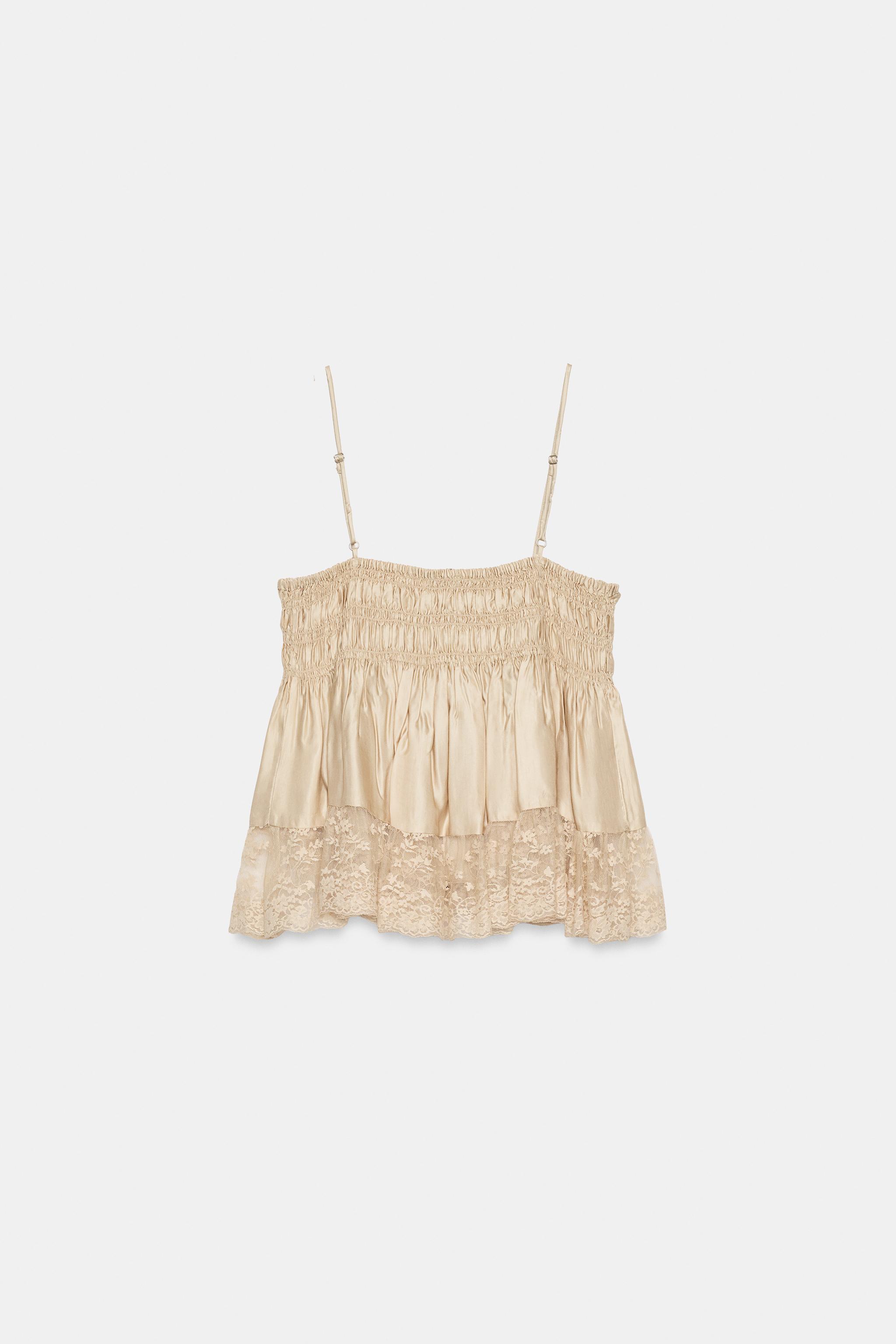 SATIN EFFECT LACE TOP